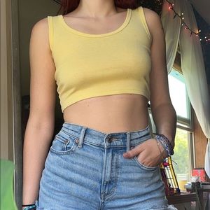 light yellow cropped tank top
